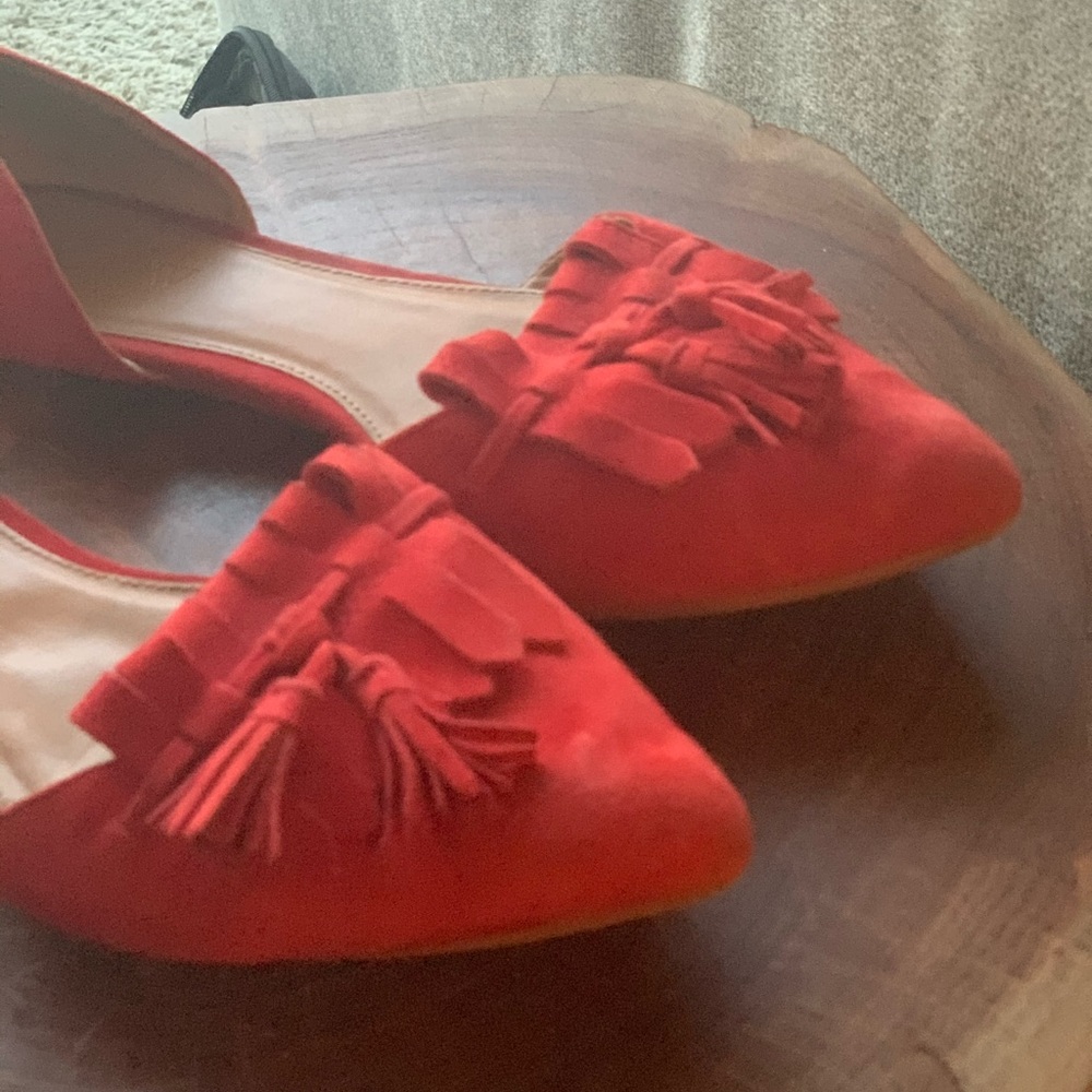 J Crew Red Tasseled Flats - size 6